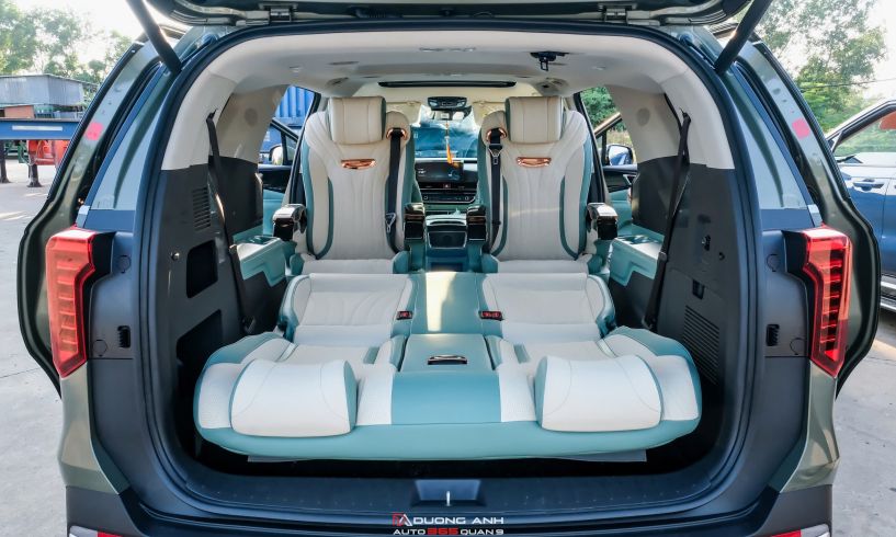 KIA CARNIVAL NÂNG CẤP GHẾ CAST 4 PRO, SOFA BED, BỌC DA NỘI THẤT, SÀN CARBON VÀNG LÁ VÀ VÔ LĂNG CARBON
